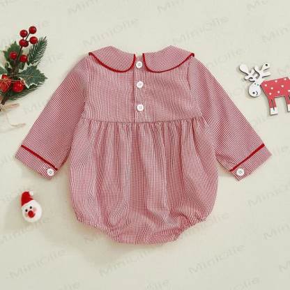 Baby Christmas Stripe Smocked Bodysuit - image 2