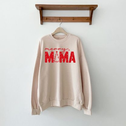 MERRY MAMA/MINI Christmas Tree Mommy and Me Sweatshirt - Beige - Adult Sweatshirt: XL - image 2