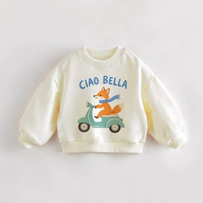 CIAO BELLA Baby Toddler Driving Fox Cream Sweatshirt - Cream - 3-5T - image 1