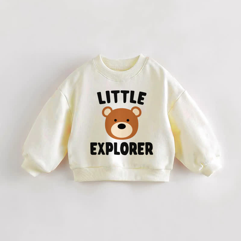 LITTLE EXPLORER Baby Toddler Bear Print Cream Sweatshirt - Cream - 3-5T - image 1