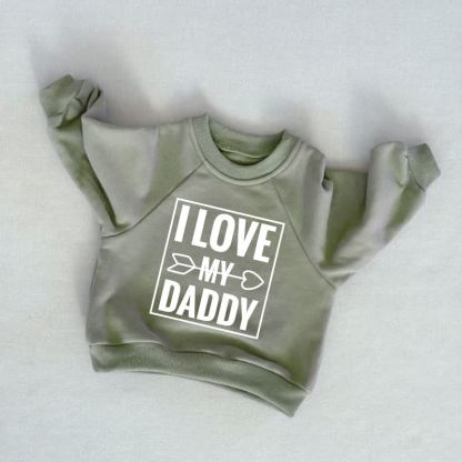 I LOVE MY DADDY Baby Toddler Arrow Print Grey Green Sweatshirt - Grey Green - 3-5T - image 1