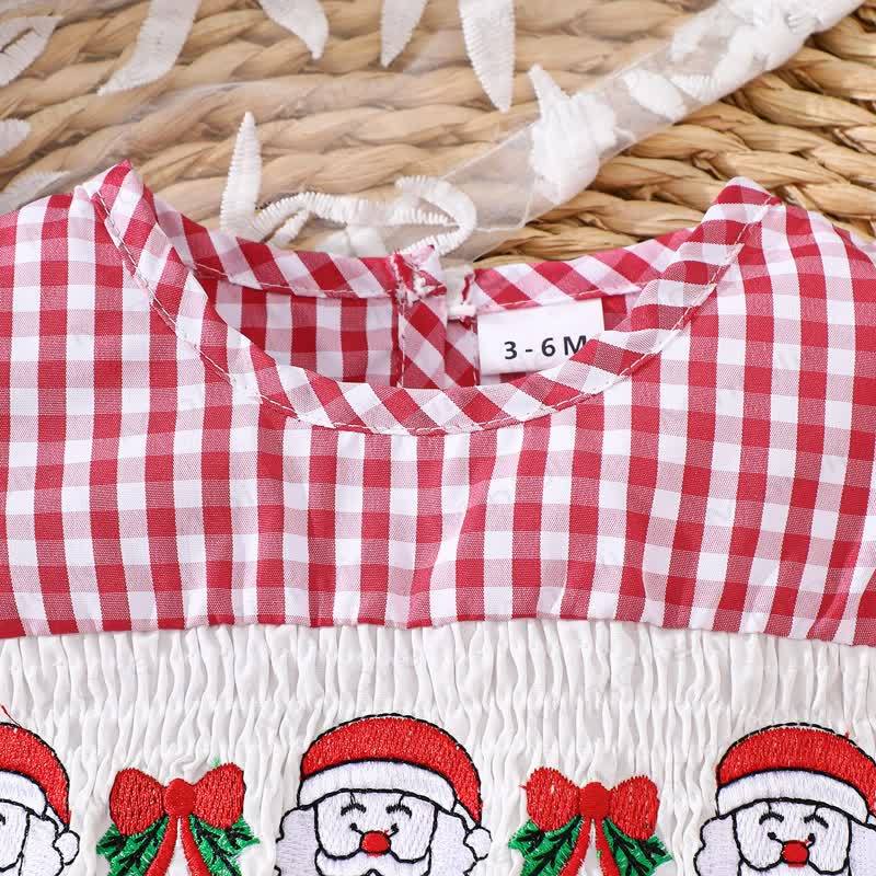 Baby Red Christmas Gingham Smocked Bodysuit - image 3