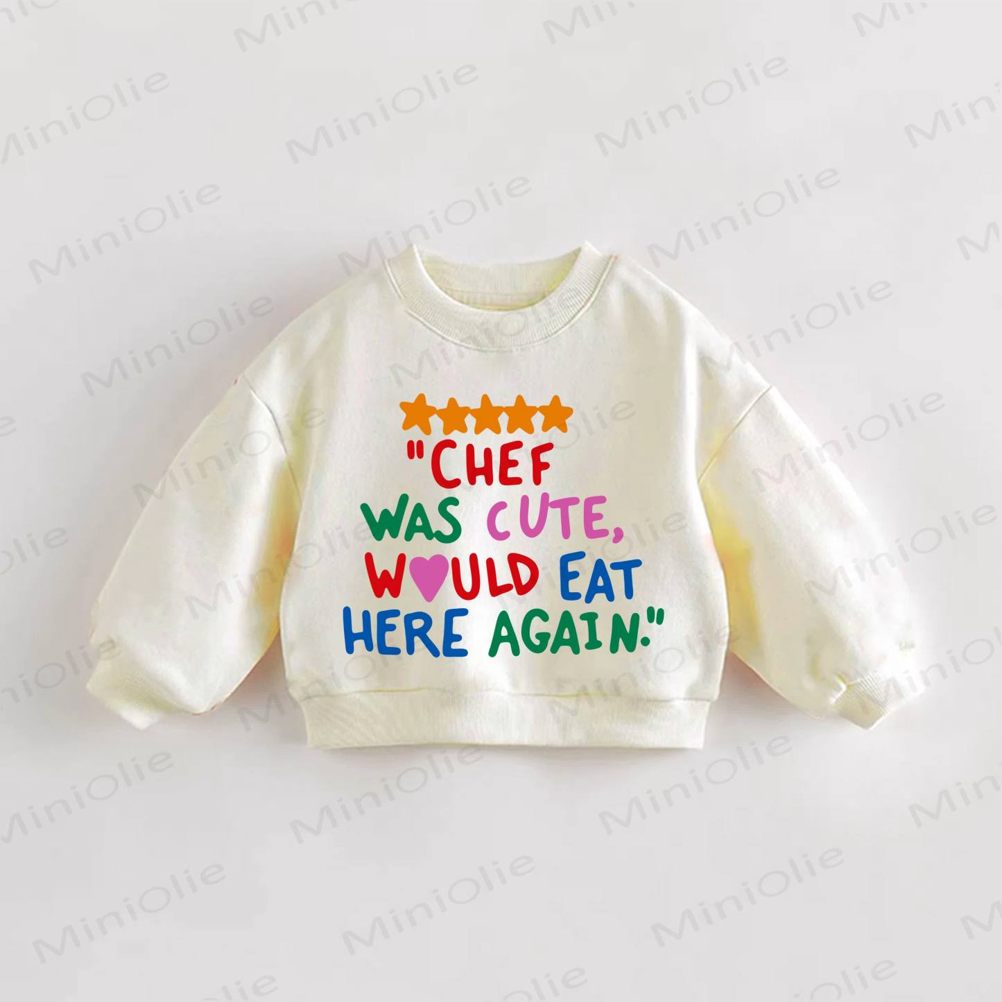 "CHEF WAS CUTE, WOULD EAT HERE AGAIN." Baby Toddler Star Heart Cream Sweatshirt - Cream - 3-5T - image 1