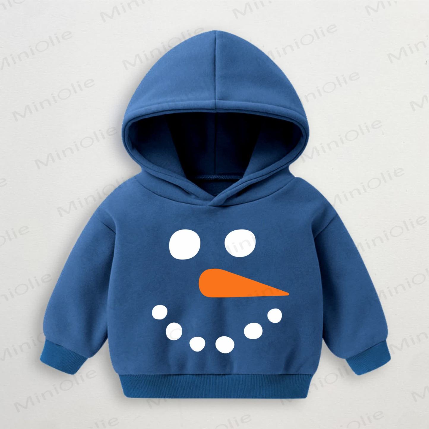 Baby Toddler Snowman Happy Face Blue Hoodie - Blue - 3-5T - image 1