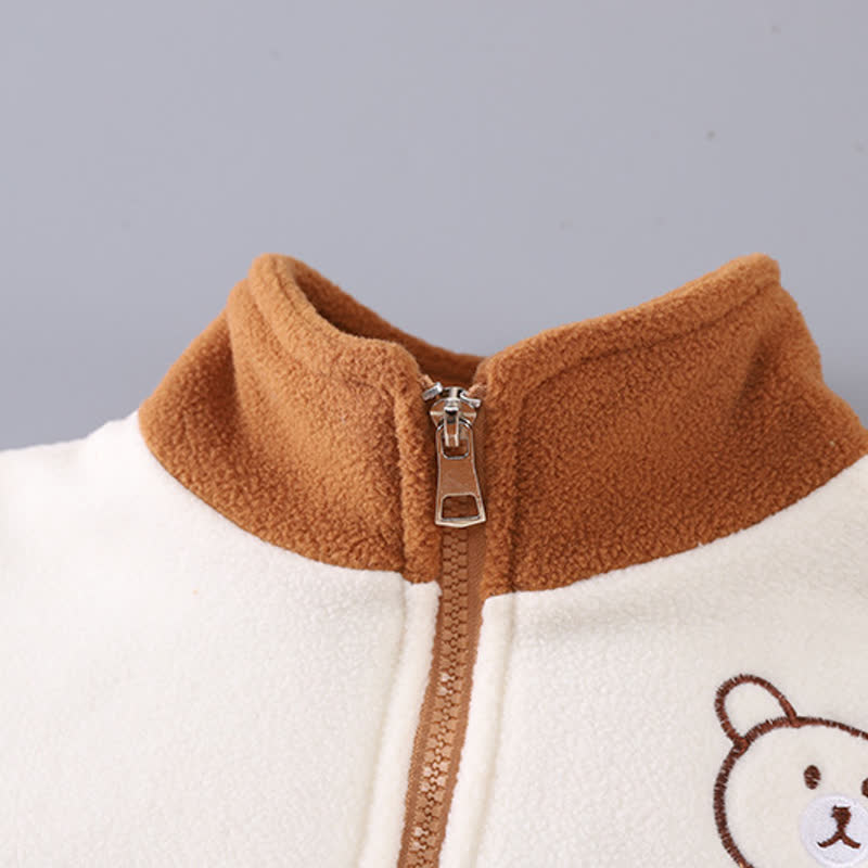 Toddler Animal Embroidery Cozy Fleece Jacket and Pants 2-piece Set - image 6