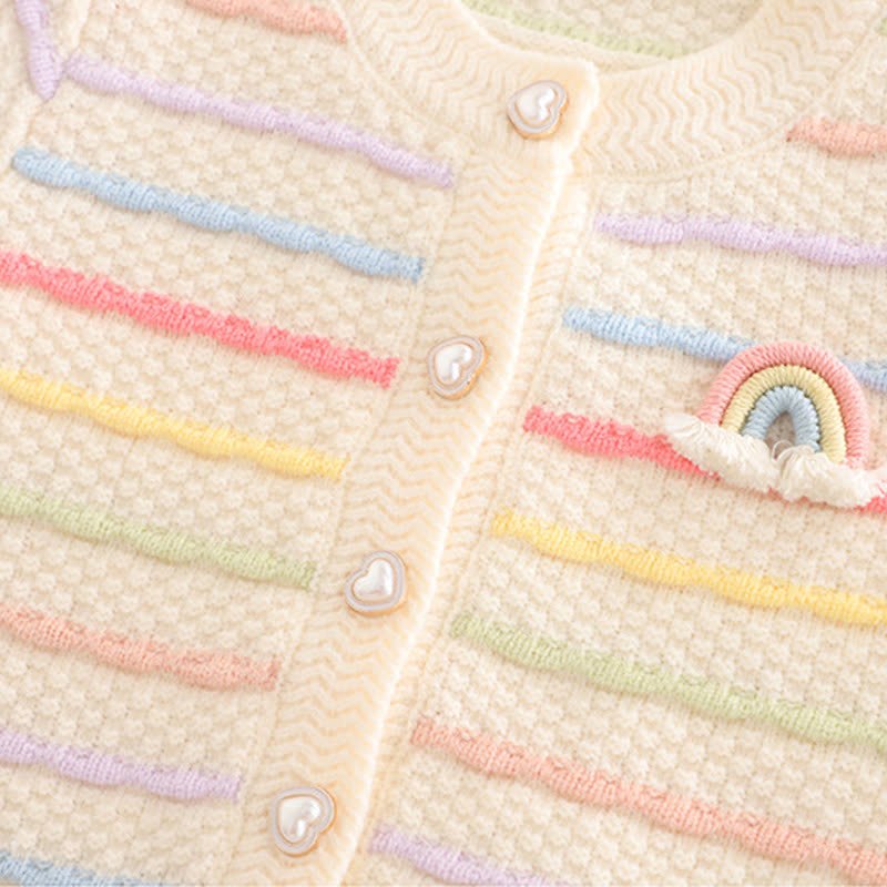 Toddler Girl Rainbow Knit Cardigan and Denim Pants 3-piece Set - image 6