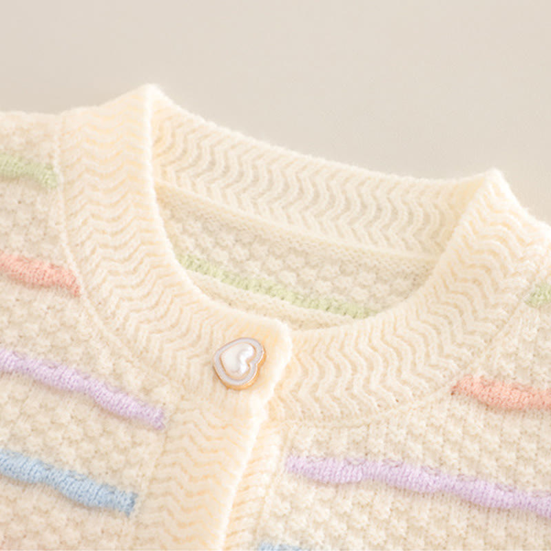 Toddler Girl Rainbow Knit Cardigan and Denim Pants 3-piece Set - image 5