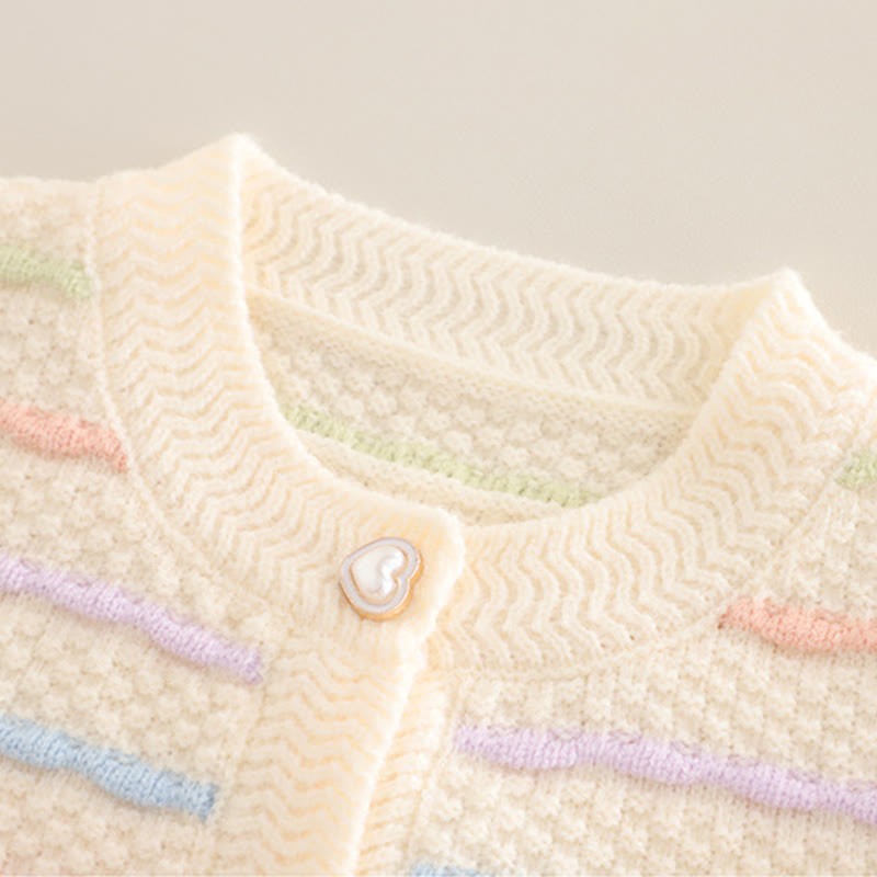 Toddler Girl Rainbow Knit Cardigan and Denim Pants 3-piece Set - image 5