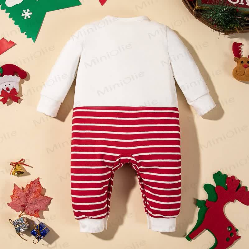 Baby Christmas Reindeer Stripe Long Sleeve Romper - image 4