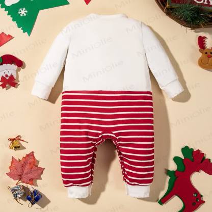 Baby Christmas Reindeer Stripe Long Sleeve Romper - image 4