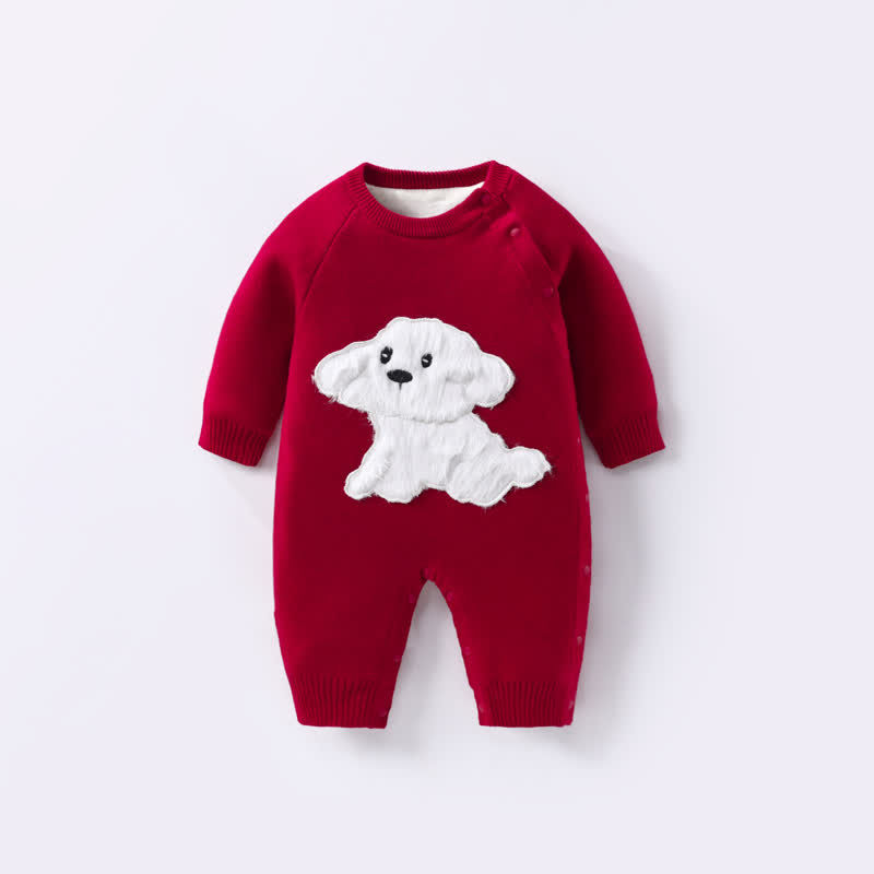 Baby Puppy Knit Romper - Red - 2-3T - image 6