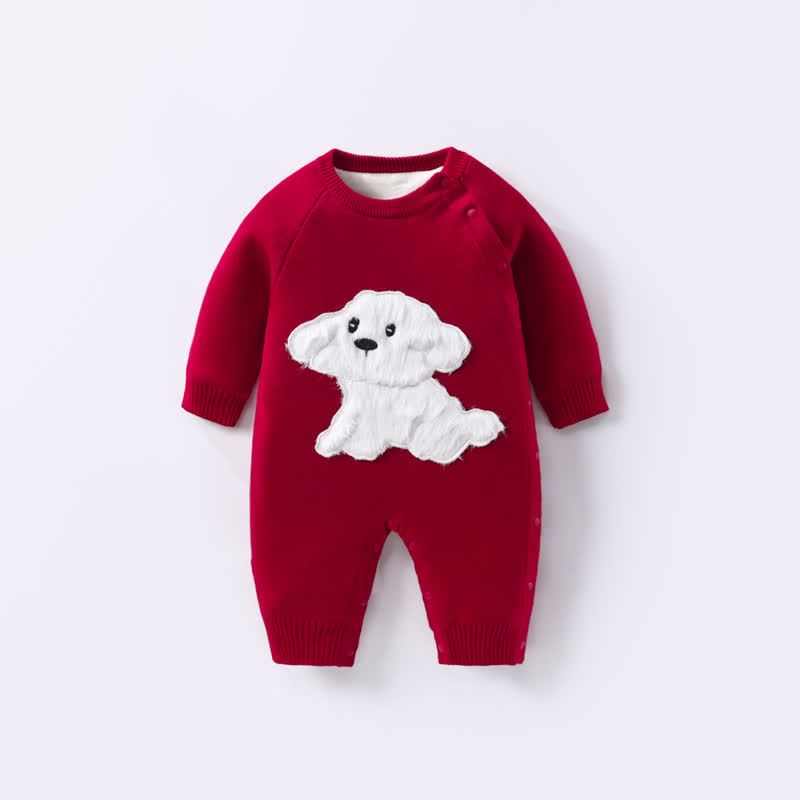 Baby Puppy Knit Romper - Red - 2-3T - image 6