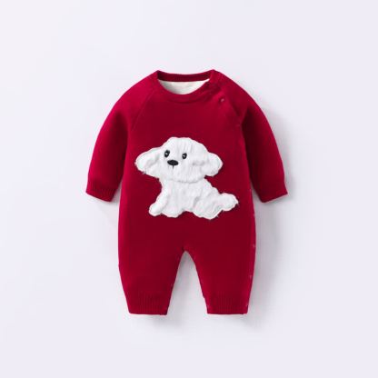 Baby Puppy Knit Romper - Red - 2-3T - image 6