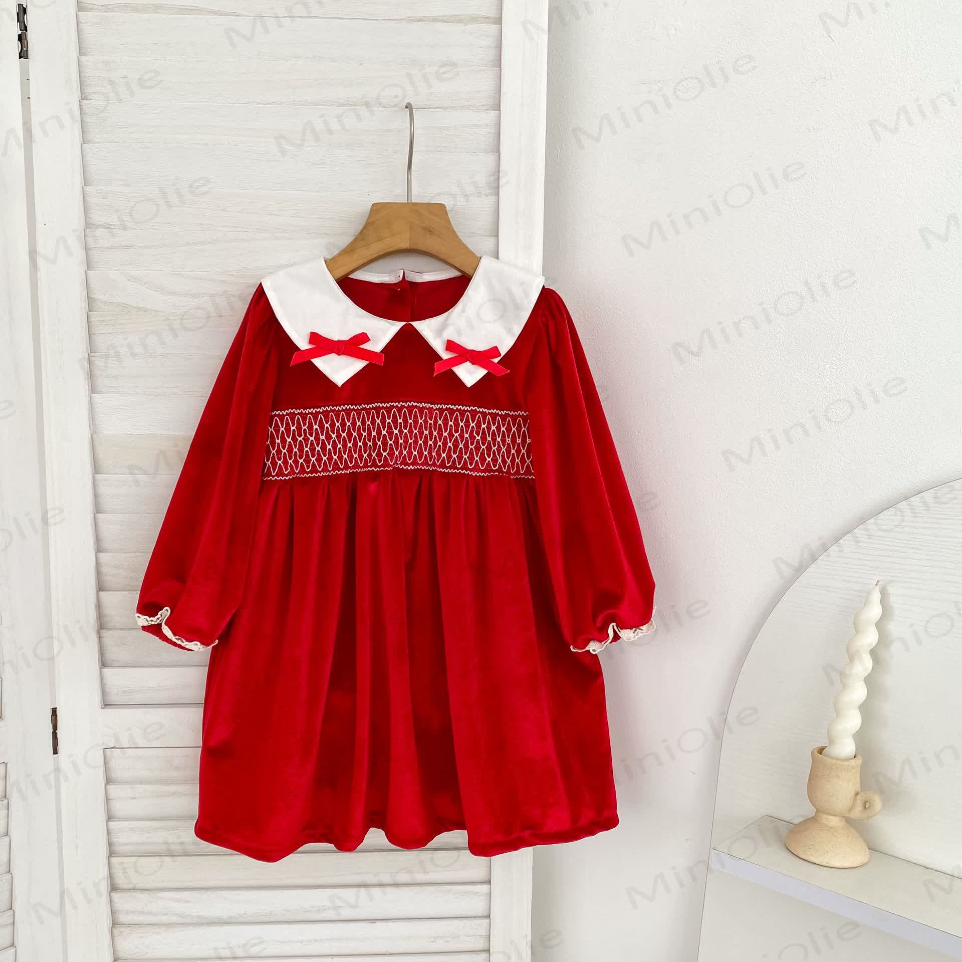 Toddler Girl Christmas Red Bow Dress - Red - 6-7T - image 1