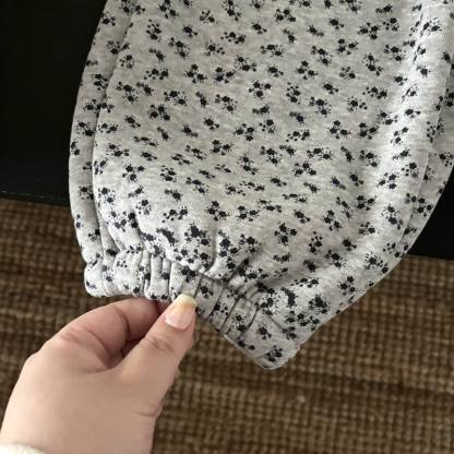 Toddler Grey Floral Fleece Lined Hoodie and Jogger 2-piece Set - image 6