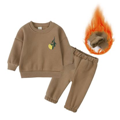 Baby Toddler Cozy Fleece Sweatshirt and Jogger 2-piece Set - Khaki Fruit - 5-6T - image 5