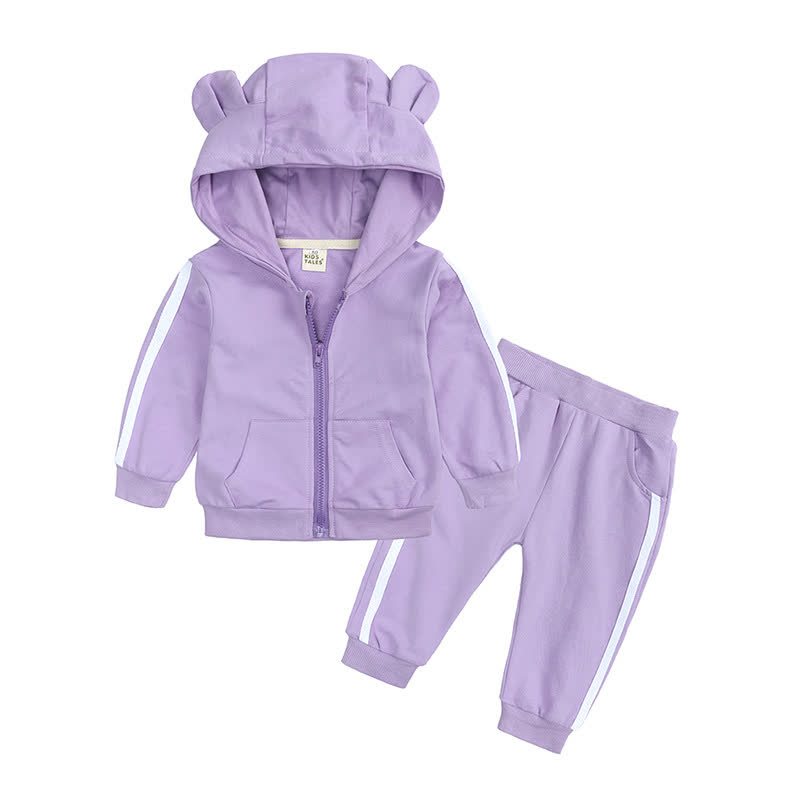 Baby Bear Ear Hooded and Jogger Tracksuit Set - Purple - 18-24M - image 4