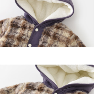 Baby Plaid Fleece Lined Hooded Romper with Bag - image 6