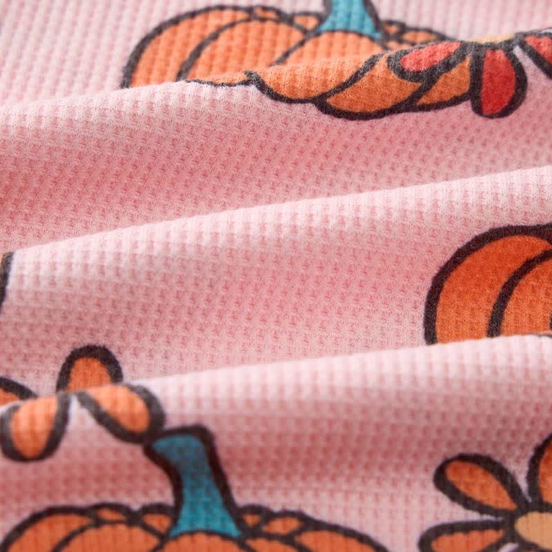 Baby Pink Pumpkin & Daisy Print Waffle 2-piece Set - image 7
