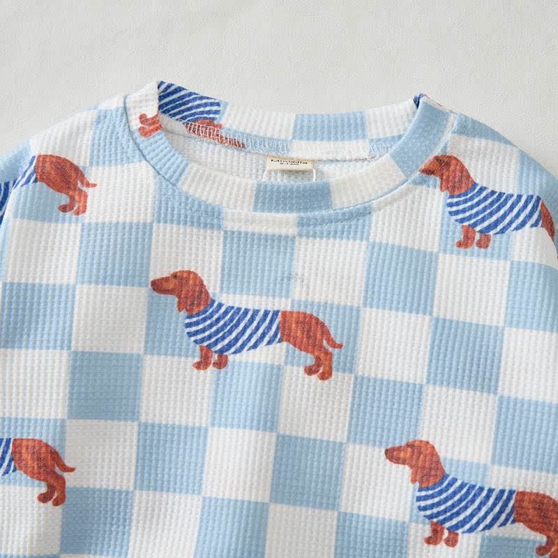 Baby Dachshund Checkered Print Waffle 2-piece Set - image 4