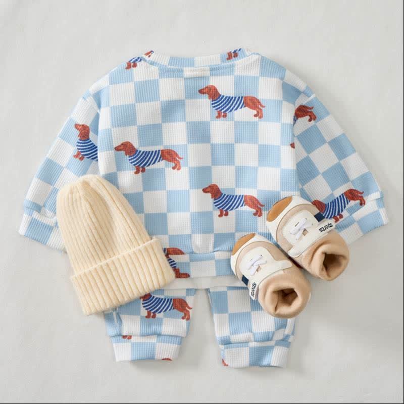 Baby Dachshund Checkered Print Waffle 2-piece Set - image 3