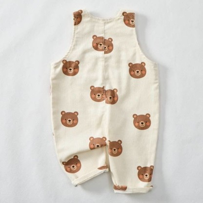 Baby Toddler Beige Bears Corduroy Pocket Overalls - image 2