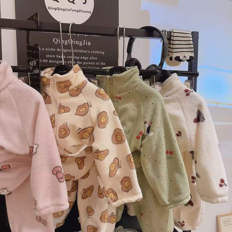 Toddler Cartoon Print Zip Up Winter 2-piece Set - image 6