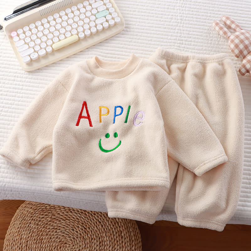 Toddler Cozy Sherpa Fleece Top and Pants 2-piece Pyjama Set - Beige - 10-11T - image 3