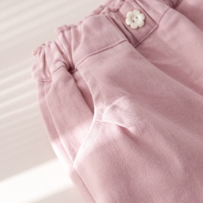 Toddler Girl Soolid Color Floral Patch Pants - image 6