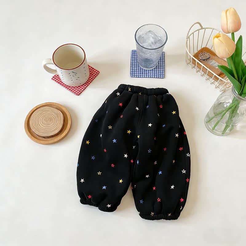 Toddler Star Print Fleece Harem Pants - Black - 5-7T - image 3