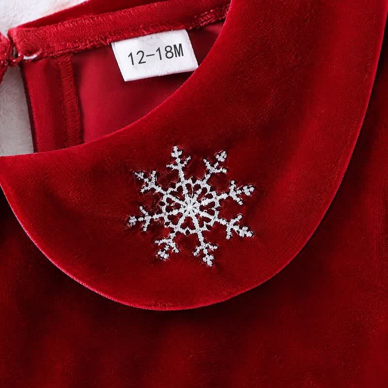 Baby Toddler Girl Christmas Velvet Snowflake Dress with Hat - image 4