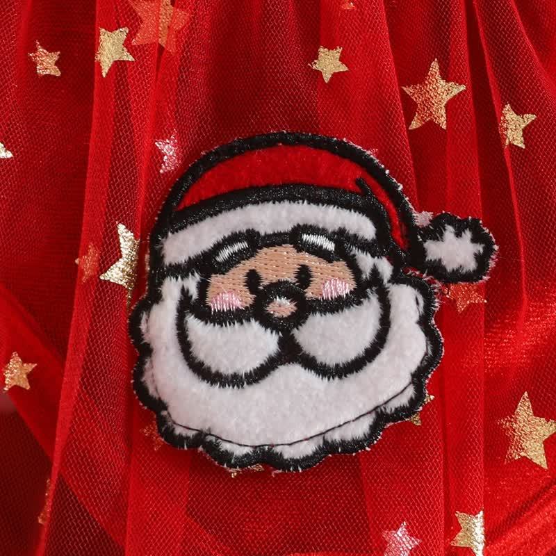 Baby Christmas Star Velvet Tulle Flutter Sleeves Dress - image 6
