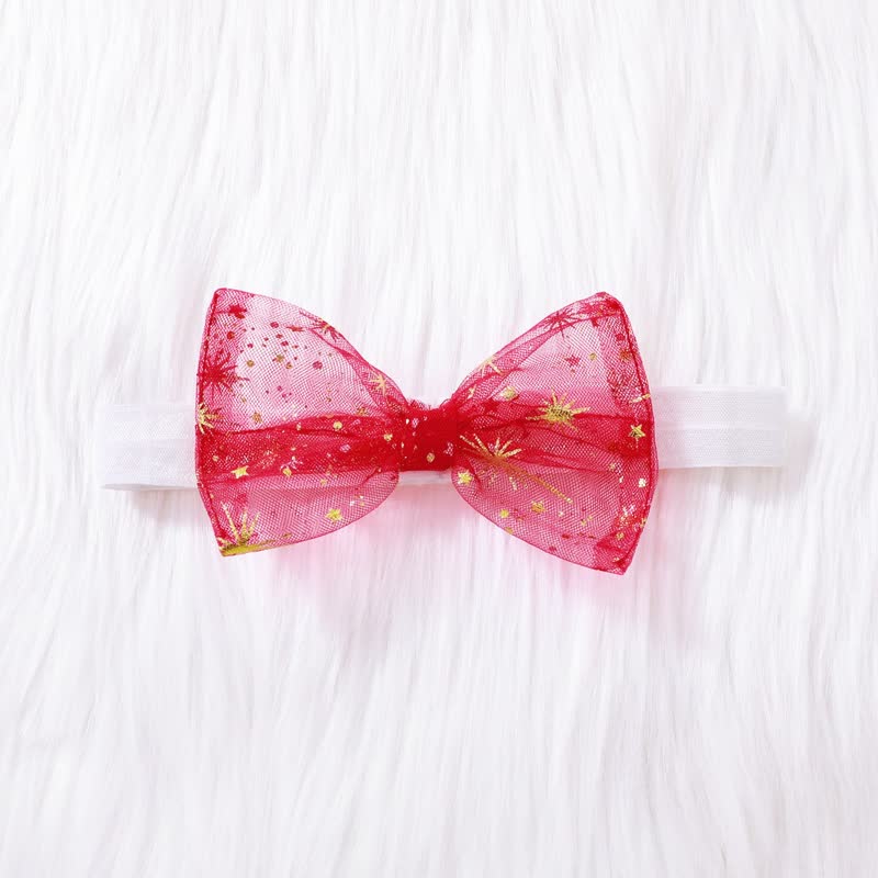 SANTA BABY Toddler Girl Red Star Tulle Dress with Headband - image 3