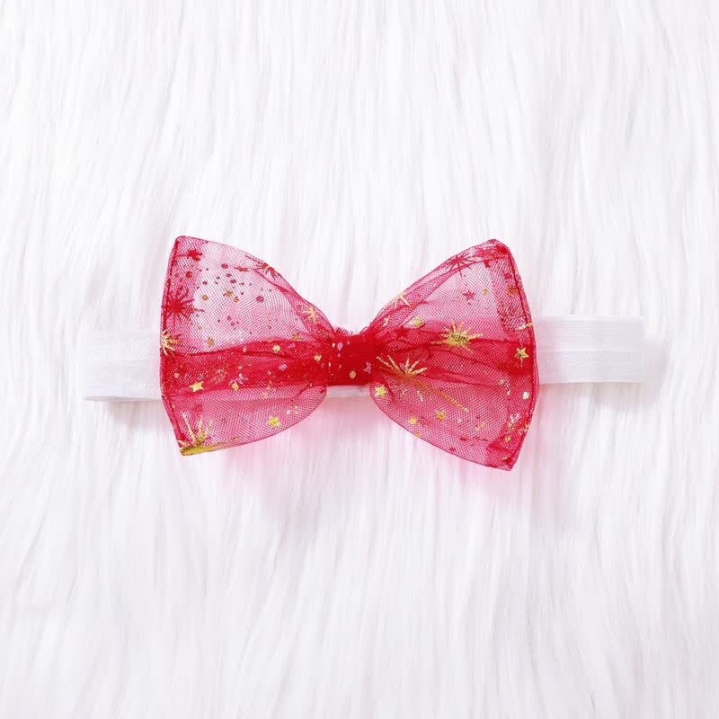 SANTA BABY Toddler Girl Red Star Tulle Dress with Headband - image 3