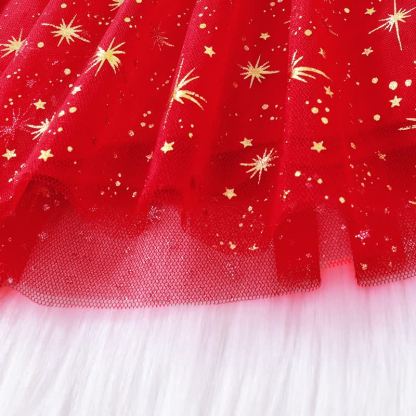 SANTA BABY Toddler Girl Red Star Tulle Dress with Headband - image 6