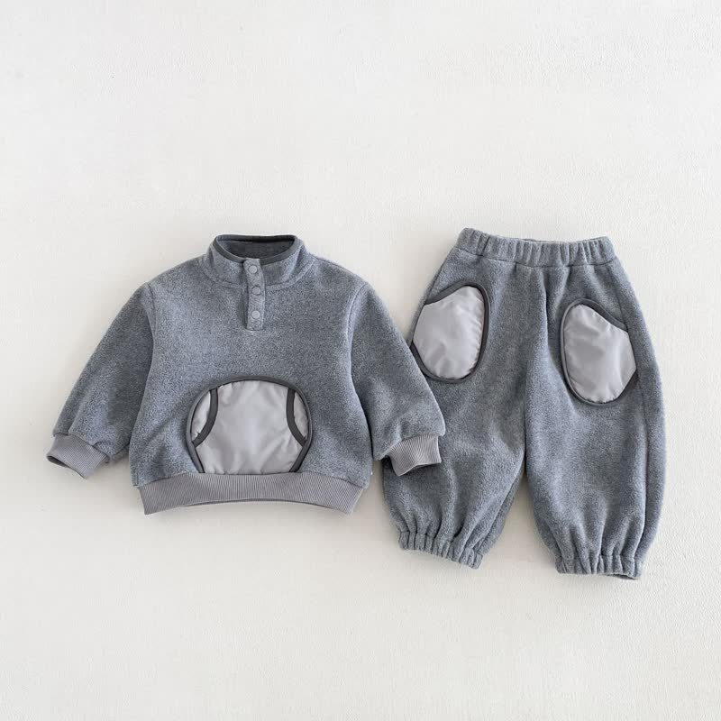Baby Toddler Cozy Fleece Pullover and Pants 2-piece Set - Gray - 6-7T - image 2