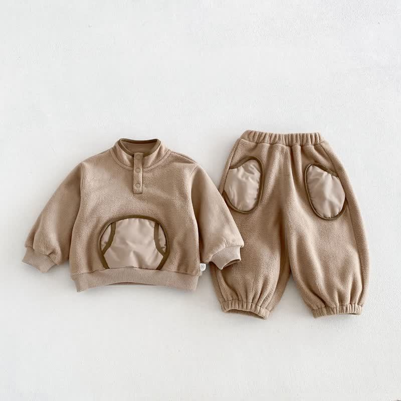 Baby Toddler Cozy Fleece Pullover and Pants 2-piece Set - Beige - 6-7T - image 3