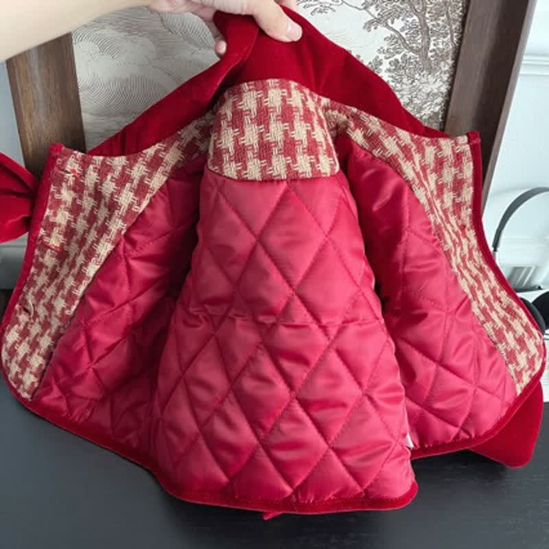 Toddler Girl Vintage Plaid Quilted Jacket and Skirt 2-piece Set - image 3