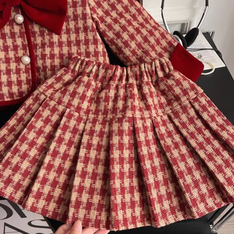 Toddler Girl Vintage Plaid Quilted Jacket and Skirt 2-piece Set - image 4