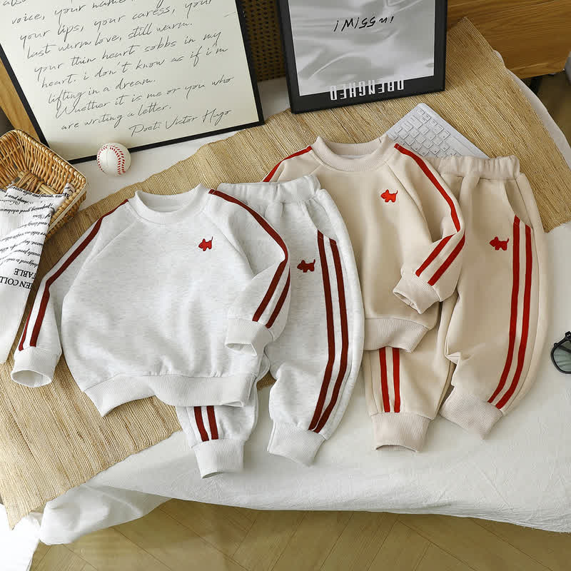 Toddler Cozy Puppy Stripe Sweatshirt and Jogger Set - image 1