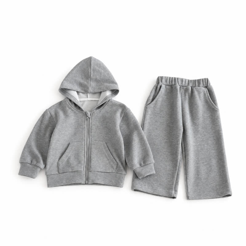 Toddler Soft Zip Hoodie and Pants 2-piece Set - Gray - 6-7T - image 4