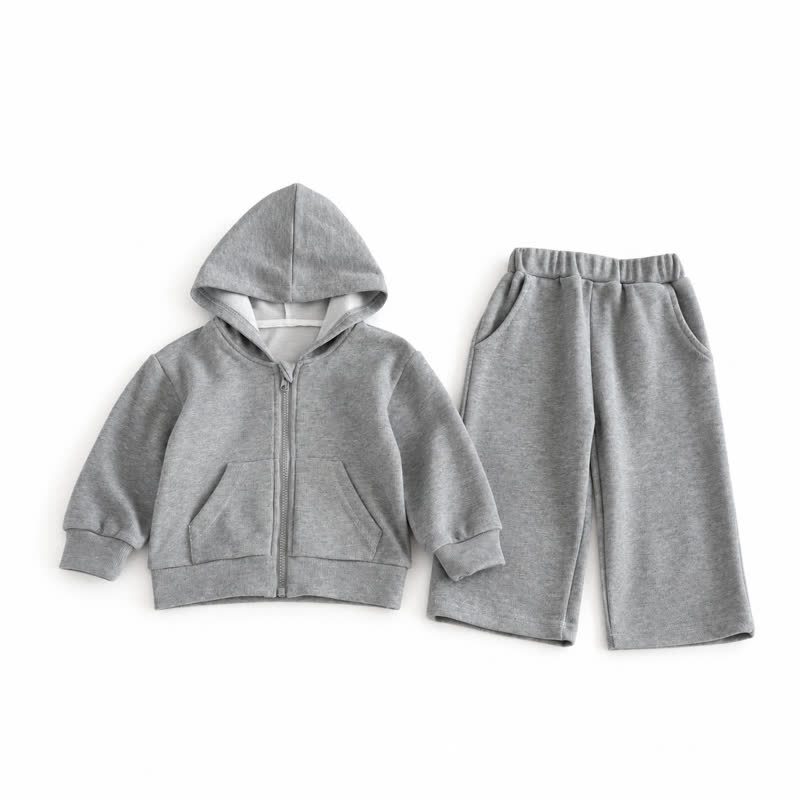 Toddler Soft Zip Hoodie and Pants 2-piece Set - Gray - 6-7T - image 4