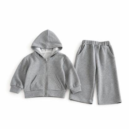 Toddler Soft Zip Hoodie and Pants 2-piece Set - Gray - 6-7T - image 4