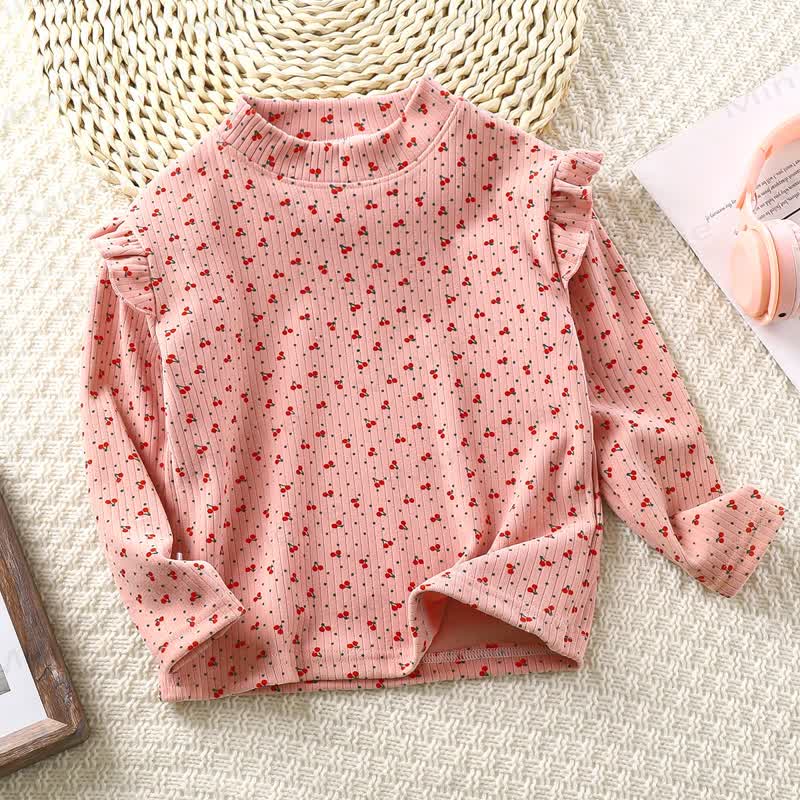 Toddler Girl Ruffle Long Sleeve T-Shirt - Pink Cherry - 11-12T - image 4