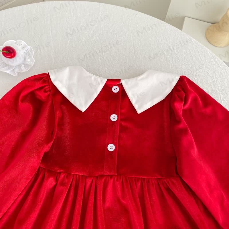 Toddler Girl Christmas Red Bow Dress - image 6