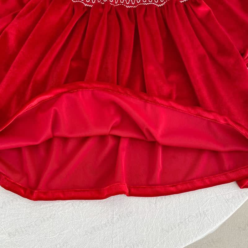 Toddler Girl Christmas Red Bow Dress - image 8