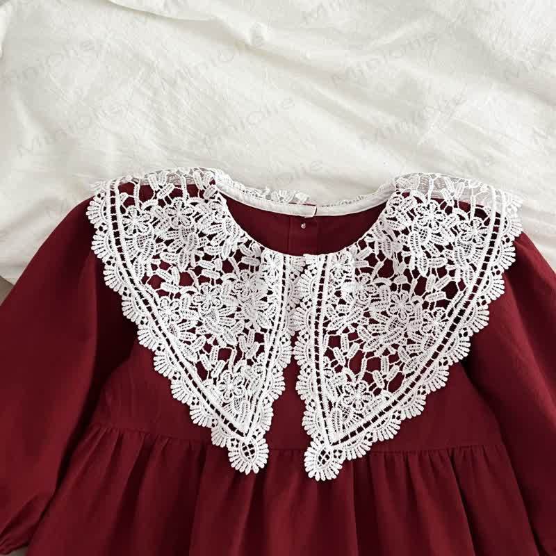 Toddler Girl Christmas Collar Long Sleeve Dress - image 4
