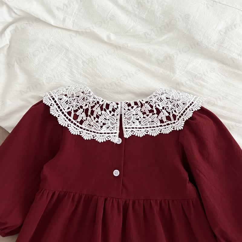 Toddler Girl Christmas Collar Long Sleeve Dress - image 5
