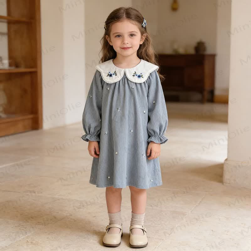 Toddler Girl Flower Corduroy Dress - image 2