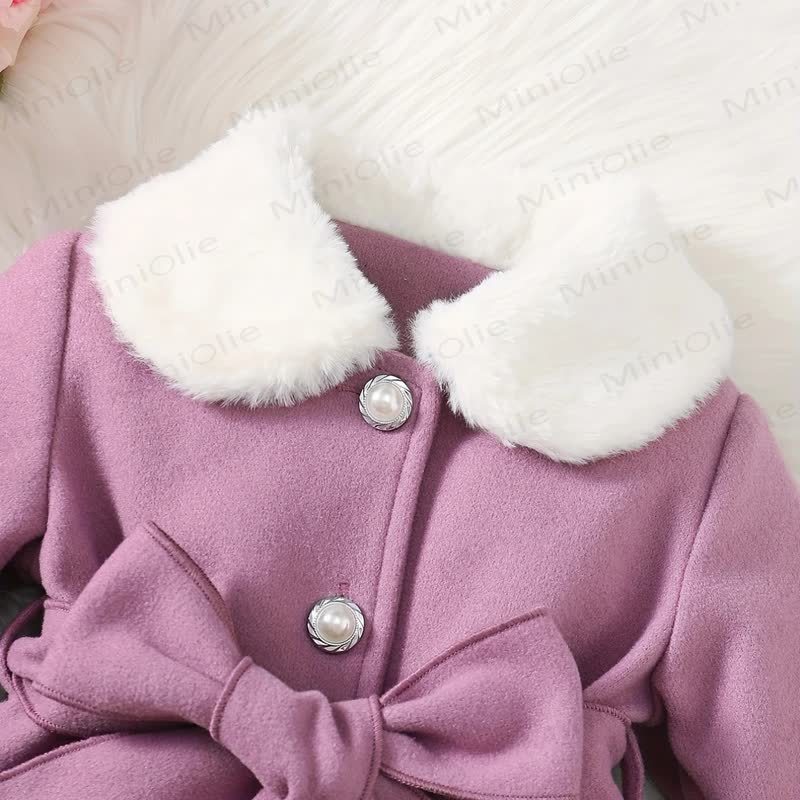 Baby Girl Fleece Collar Dress Coat - image 8
